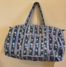 Load image into Gallery viewer, Block-printed and Quilted Overnight Bag.
