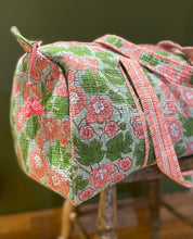 Load image into Gallery viewer, Block-printed and Quilted Overnight Bag.
