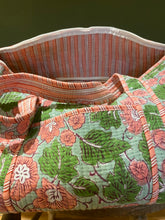 Load image into Gallery viewer, Block-printed and Quilted Overnight Bag.
