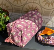 Load image into Gallery viewer, Block-Printed and Quilted Wash Bag - Large
