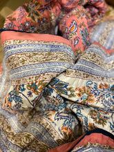 Load image into Gallery viewer, Hand Block-Printed Quilted Throw - Pink Lotus Flower
