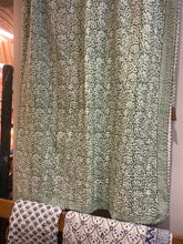 Load image into Gallery viewer, Printed Kantha Throw - Green Floral
