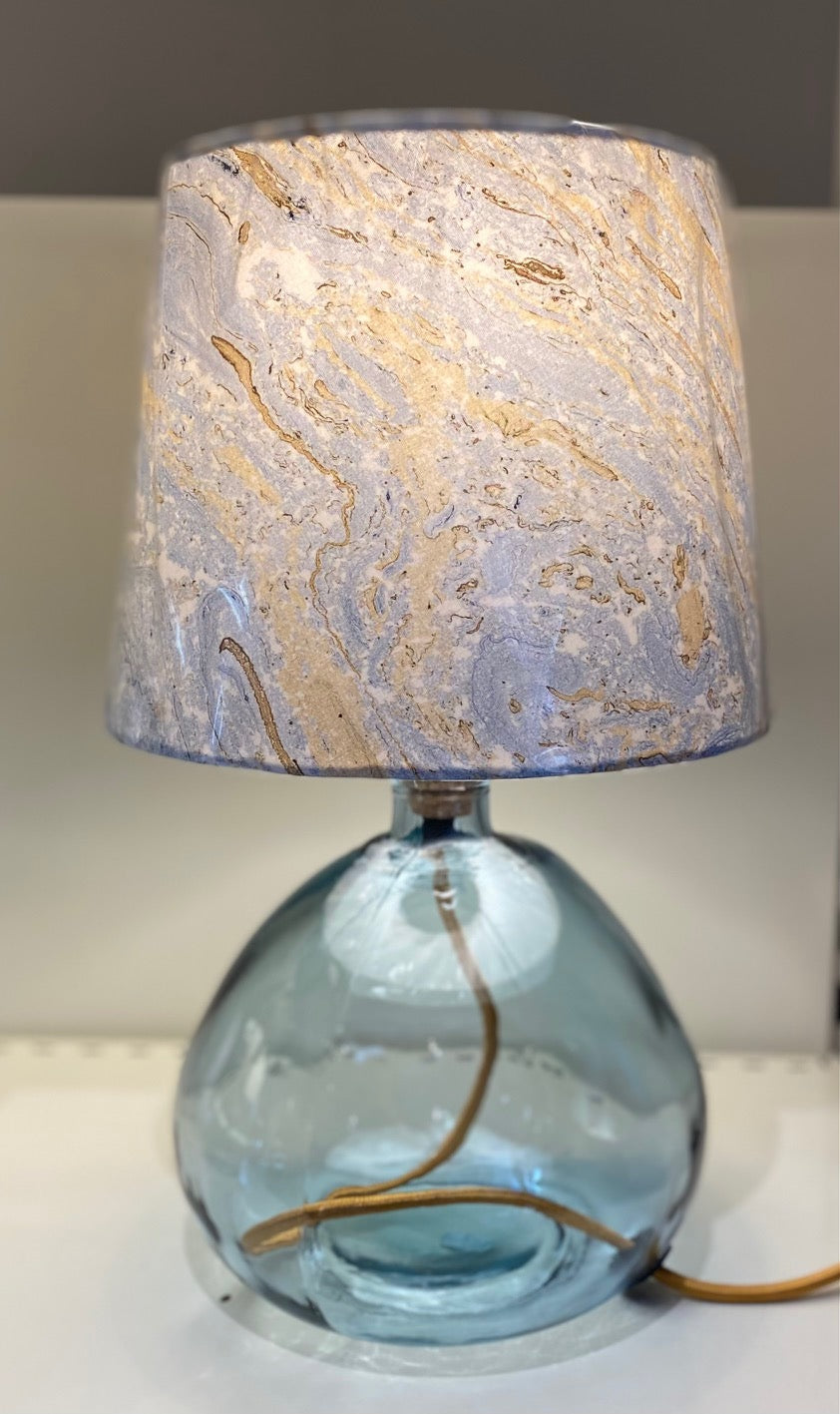 Medium Glass Lamp - Light Blue with Gold Flex