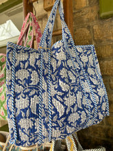 Load image into Gallery viewer, Quilted Tote - Blues
