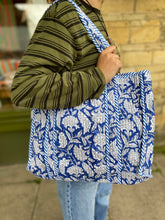 Load image into Gallery viewer, Quilted Tote - Blues
