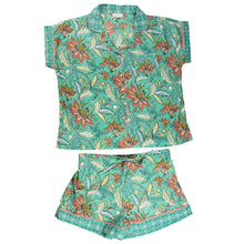 Load image into Gallery viewer, Turquoise Floral Short Pyjamas
