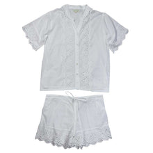 Load image into Gallery viewer, Lace Detail Short White Pyjamas
