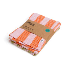 Load image into Gallery viewer, Cotton Waffle 2 pack Tea Towel - Striped Pink

