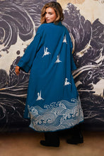 Load image into Gallery viewer, Hokusai Wave embroidered, fully lined long kimono
