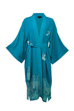 Load image into Gallery viewer, Hokusai Wave embroidered, fully lined long kimono
