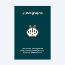 Load image into Gallery viewer, Wooden Pin badge by Storigraphic
