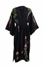 Load image into Gallery viewer, Wisteria and Chrysanthemum embroidered, fully lined, long kimono
