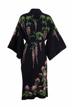 Load image into Gallery viewer, Wisteria and Chrysanthemum embroidered, fully lined, long kimono
