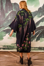 Load image into Gallery viewer, Wisteria and Chrysanthemum embroidered, fully lined, long kimono
