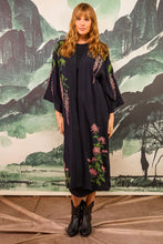 Load image into Gallery viewer, Wisteria and Chrysanthemum embroidered, fully lined, long kimono

