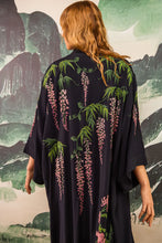 Load image into Gallery viewer, Wisteria and Chrysanthemum embroidered, fully lined, long kimono
