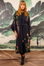 Load image into Gallery viewer, Wisteria and Chrysanthemum embroidered, fully lined, long kimono
