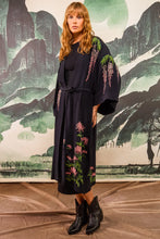 Load image into Gallery viewer, Wisteria and Chrysanthemum embroidered, fully lined, long kimono

