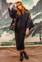 Load image into Gallery viewer, Wisteria and Chrysanthemum embroidered, fully lined, short kimono
