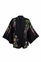 Load image into Gallery viewer, Wisteria and Chrysanthemum embroidered, fully lined, short kimono
