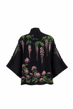 Load image into Gallery viewer, Wisteria and Chrysanthemum embroidered, fully lined, short kimono
