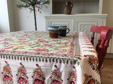 Load image into Gallery viewer, Block Printed Tablecloth - Shiraz Sage
