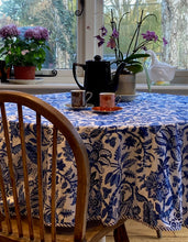 Load image into Gallery viewer, Block Printed Tablecloth - Indigo Jardin
