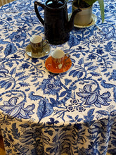 Load image into Gallery viewer, Block Printed Tablecloth - Indigo Jardin
