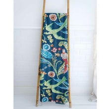 Load image into Gallery viewer, Kantha Throw - Blue Floral Exotic Bird
