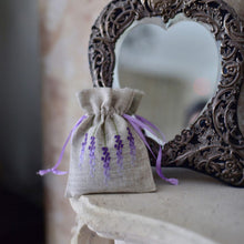 Load image into Gallery viewer, Linen Embroidered Lavender Bag
