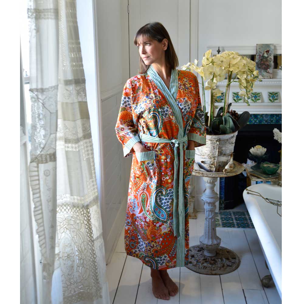Cotton Kimono - Orange Boho