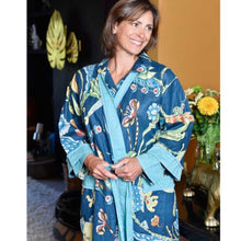 Load image into Gallery viewer, Cotton Kimono- Blue Exotic Bird
