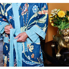 Load image into Gallery viewer, Cotton Kimono- Blue Exotic Bird

